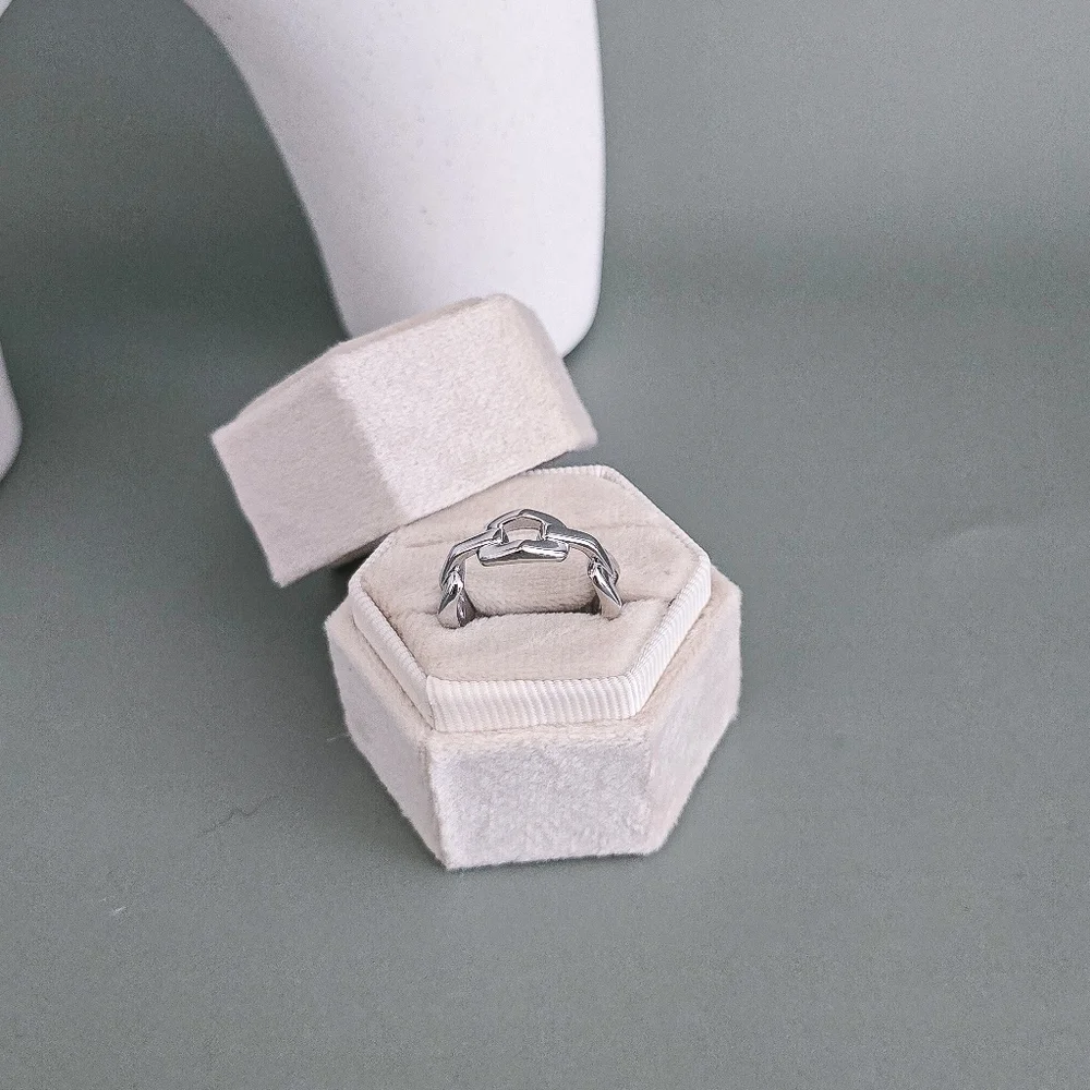 Stainless steel silver tone chain link ring new